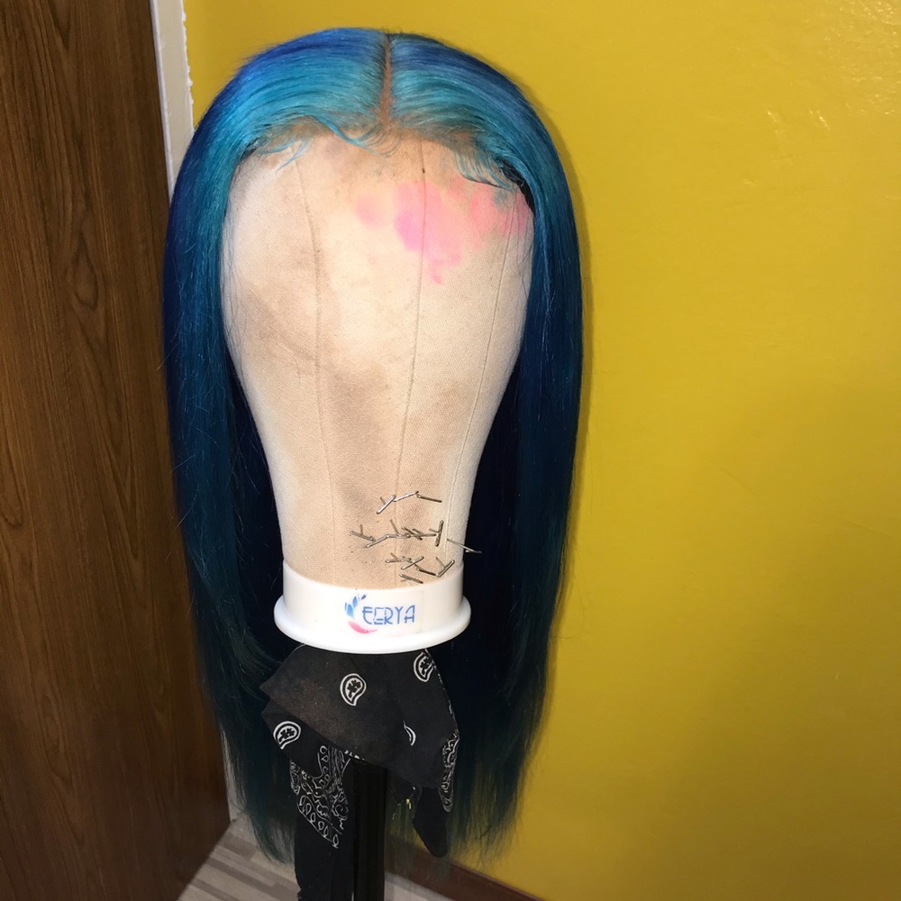 Blue Ombré Human Hair Wig